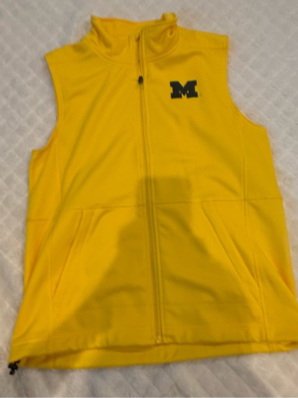 Yellow Sleeveless Zip Vest with Black 'M' Chest Emblem